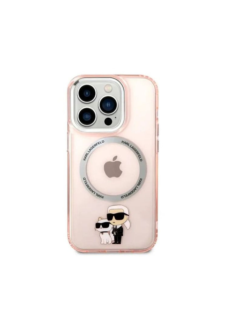 Karl Lagerfeld Magsafe IML NFT Karl & Choupette Hard Case for iPhone 14 Pro Max - Pink