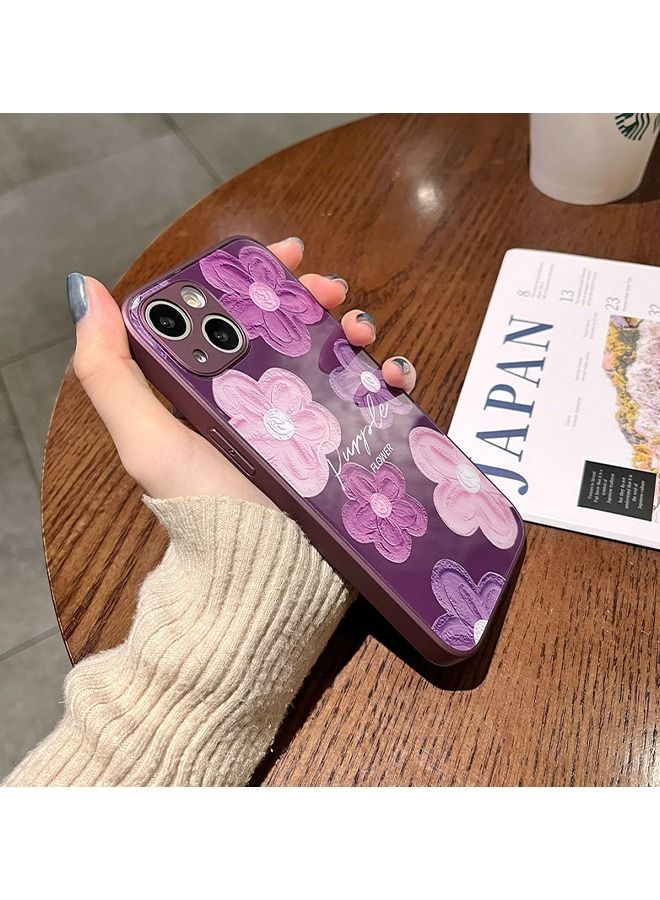 iPhone 13 Case Cover with Cmaera Len Protector Pattern Heavy Duty Rugged Shockproof Hybrid Comfortable Touching Protective Case for Women Men iPhone 13 Accessories Purple