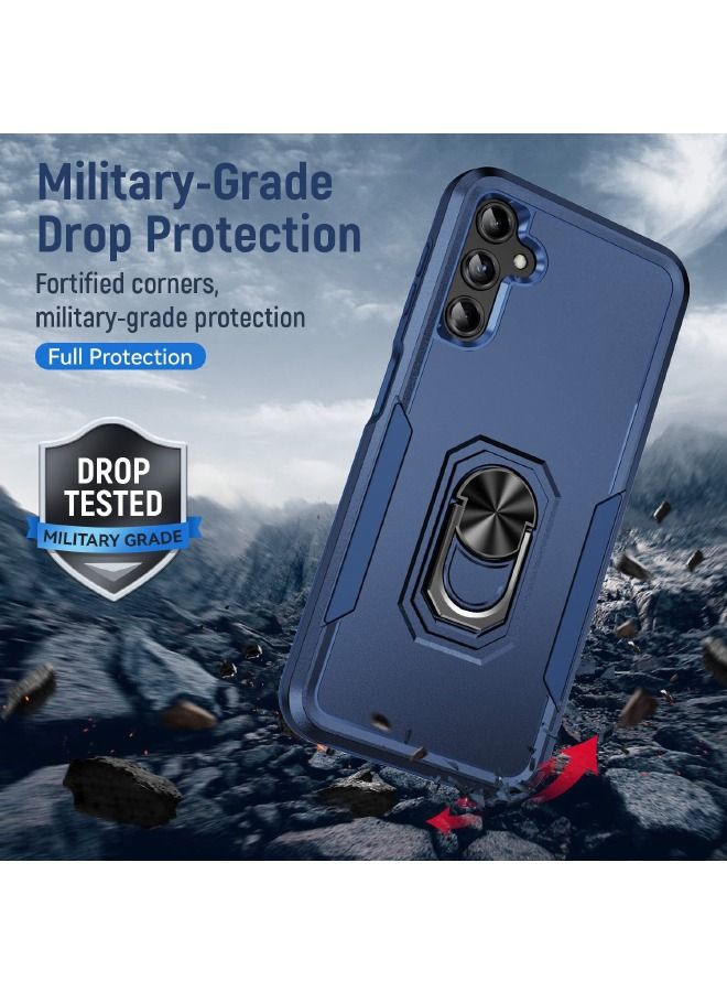 Samsung Galaxy A14 5G Case, Military Grade Dual Layer Anti-Fall Protective Case, Heavy Duty Shockproof Full Body Protective Phone Cover, Built in Rotatable Magnetic Ring Holder for A14 5G (Blue)