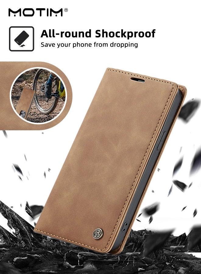 iPhone 15 Plus Case 6.7 Inch Premium Flip Leather Military Grade Protection Anti-Drop Phone Case with Wallet Shockproof Protective Kickstand Case Cover for iPhone 15 Plus