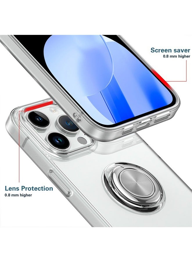 Case for iPhone 15 pro,Shock-Resistant Flexible TPU Silicone Phone Cover with Magnetic Ring Kickstand (iPhone 15 pro 6.1'')