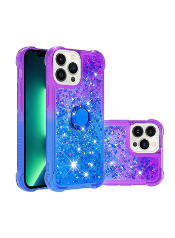 iPhone 13 Pro Max Case Cover, Moving Liquid Holographic Sparkle Glitter Case with Kickstand, Girls Women Bling Diamond Ring Slim Protective Case for Apple iPhone 13 Pro Max