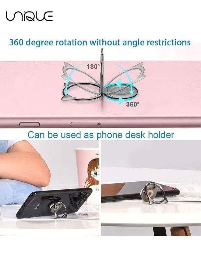 4-Piece Phone Cat Shape Ring Attachable Kickstand Ultra Thin Cute Smartphone Finger Grip Ring Holder Stand, 360 Rotation Phone Ring Kickstand, Universal Cell Phone Ring Grip for Almost All Phones