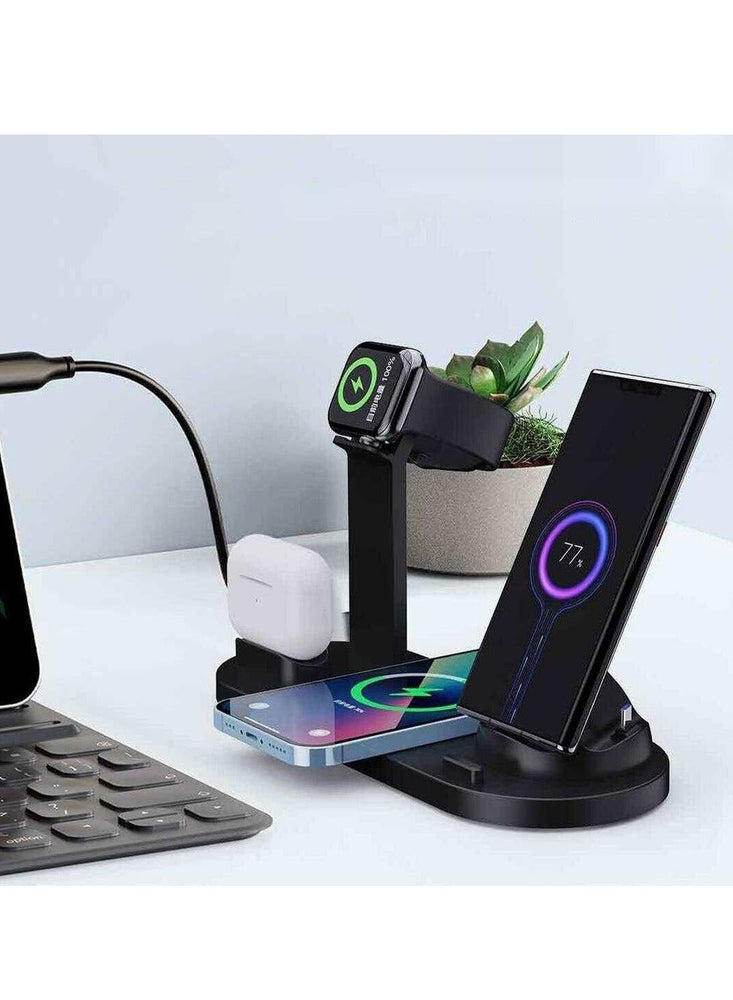 6 in 1 Wireless Charger Stand For Apple iPhone Mobiles 15W