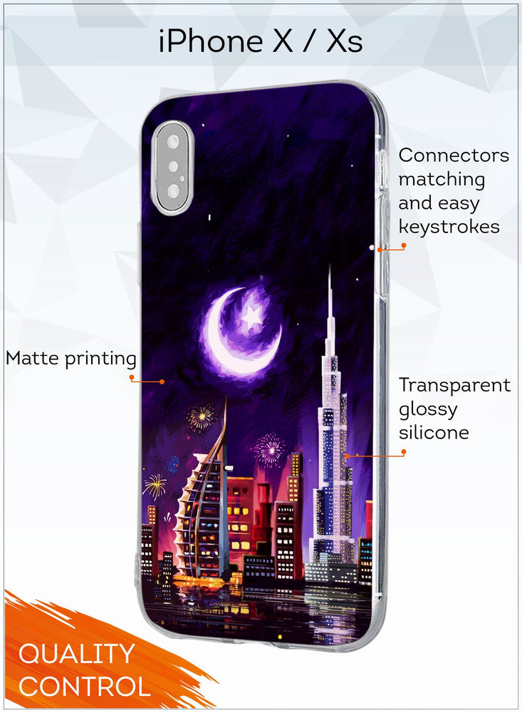 for iPhone X/XS Case, Shockproof Protective Phone Case Cover for iPhone X/XS, with Dubai in the moonlight Pattern