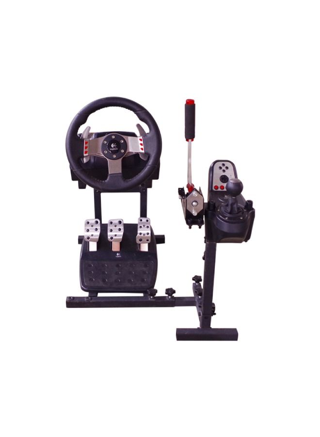 Racing Steering Wheel Stand with PC USB Handbrake Holder for Logitech G25/G27/G29/G920/AG102 and Thrustmaster