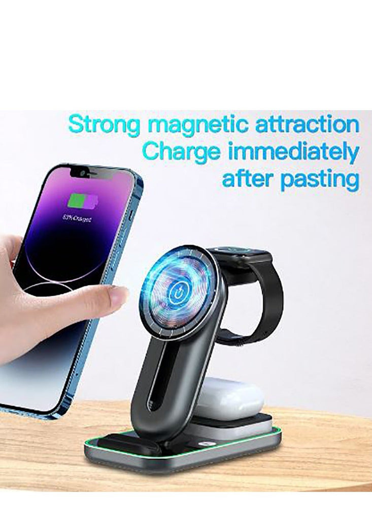 4 in 1 Charging Station for iPhone 15 14/13/12/Pro Magsafe Foldable Fast Wireless Charger Dock for Apple Watch and Headphone series