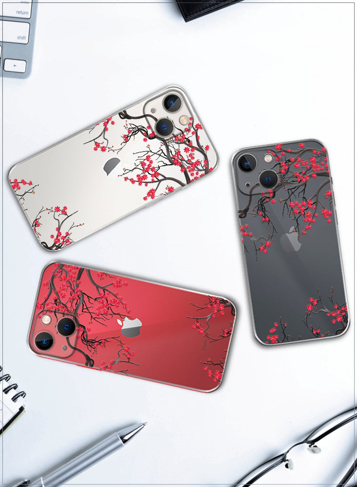 for iPhone 13 Case, Shockproof Protective Phone Case Cover for iPhone 13, with Sakura Pattern