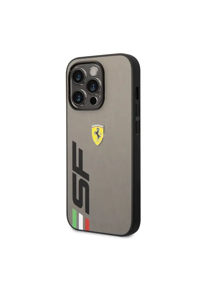 CG MOBILE Ferrari PU Leather Case With Printed Big SF Logo For iPhone 14 Pro - Grey