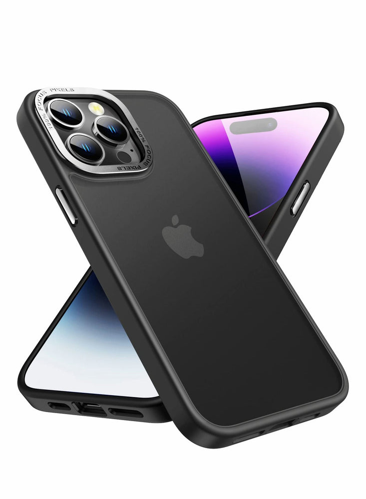 Designed for iPhone 14 Pro Max Case, Military Grade Drop Protection, Translucent Matte Skin-friendly PC Back, Advanced Metal Camera Protection Ring, Anti-Scratch Anti-Fingerprint Black, 6.7 Inch