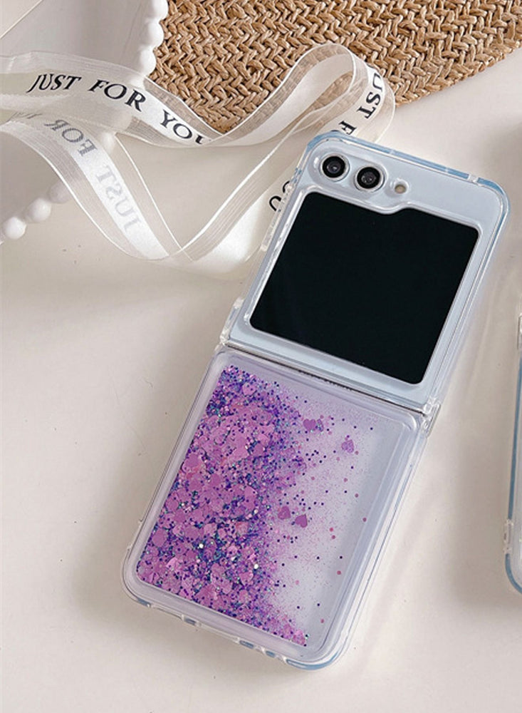 Samsung Galaxy Z Flip 5 Case,Glitter Case for Z Flip 5 Liquid Bling Sparkle Luxury Flowing Floating Quicksand Soft TPU Clear Case for Samsung Galaxy Z Flip 5 Girls Women