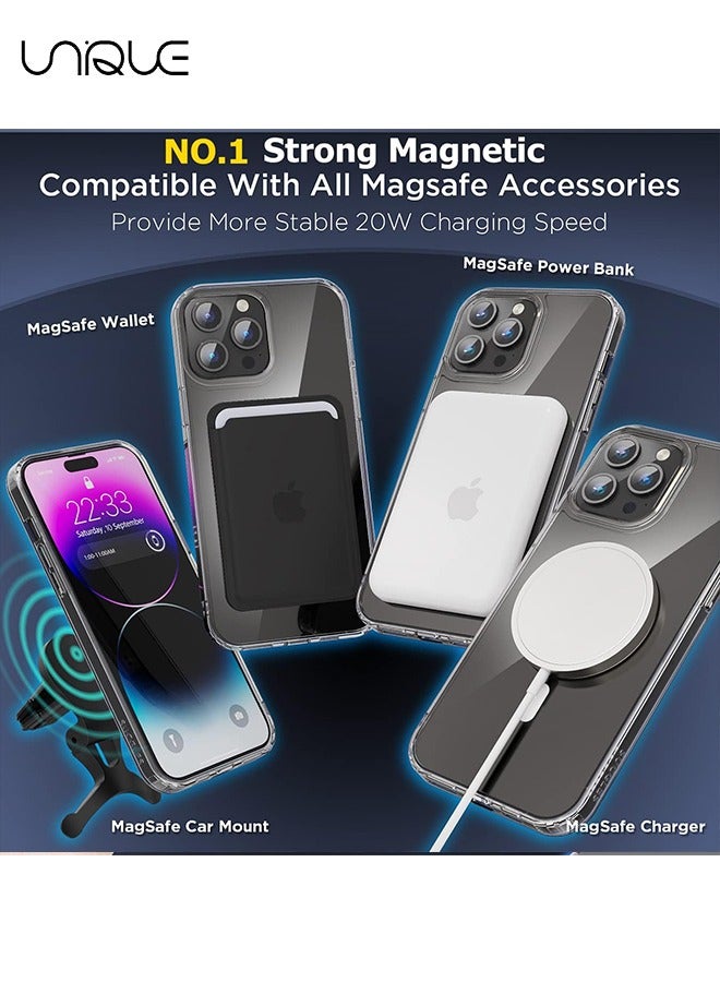 For iPhone 15 Pro Max Case, Compatible with MagSafe, Shockproof Military Grade Protection, Strong Magnetic Slim Phone Cover for iPhone 15 Pro Max( Clear)