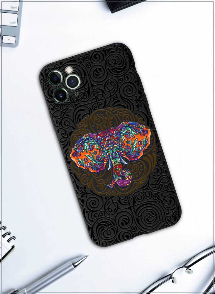 for iPhone 11 Pro Max Case, Shockproof Protective Phone Case Cover for iPhone 11 Pro Max, with The elephant Festival Pattern