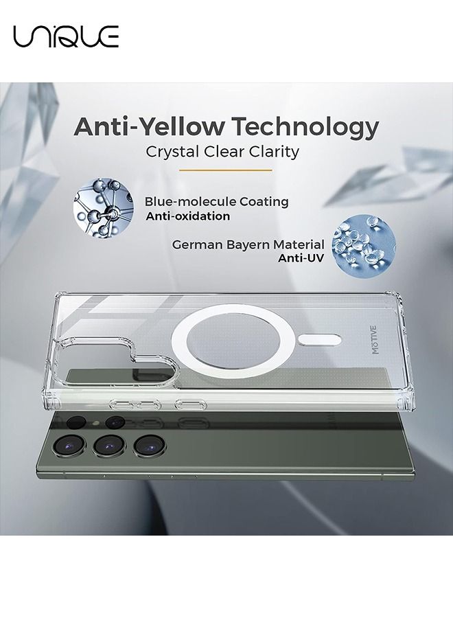 Case Cover Clear for Samsung Galaxy S23 Ultra with Support Magsafe Charger Charging Thin Shockproof and Transparent Non-yellow Case