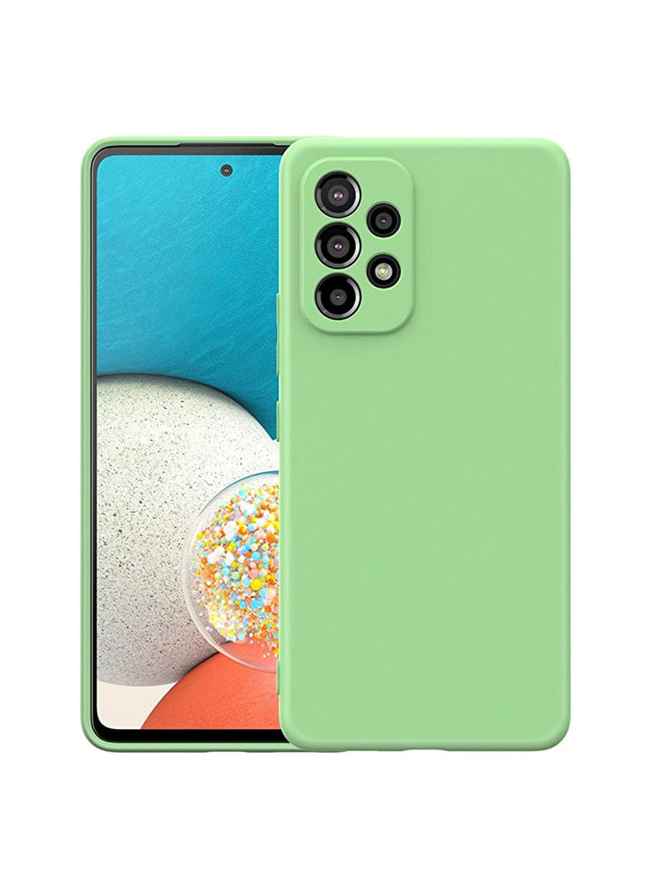 Samsung Galaxy A53 Silicone Case 5G Liquid Gel Rubber Case with Soft Microfiber Lining Cushion Slim Hard Shell Shockproof Protective Smooth Touch Back Cover，Green