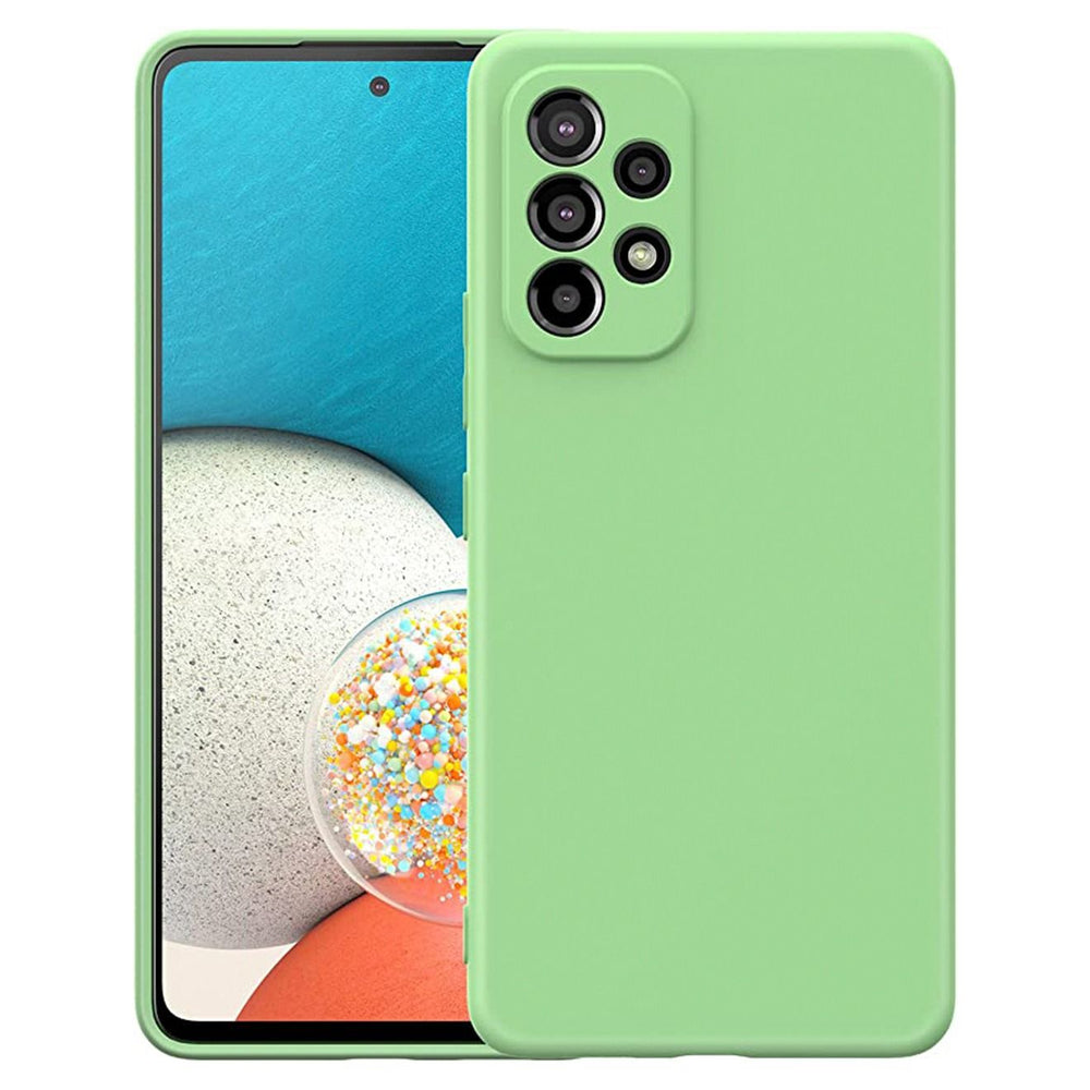 Samsung Galaxy A53 Silicone Case 5G Liquid Gel Rubber Case with Soft Microfiber Lining Cushion Slim Hard Shell Shockproof Protective Smooth Touch Back Cover，Green