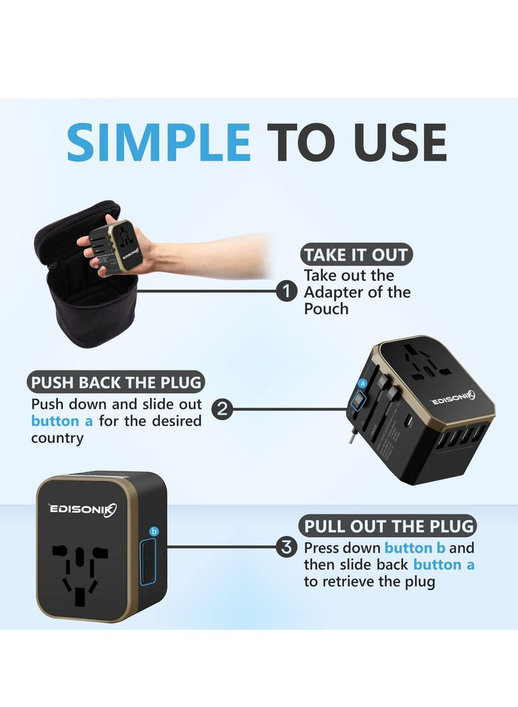 Universal Travel Adapter - International Power Adapter 4 USB Ports Fast Charging