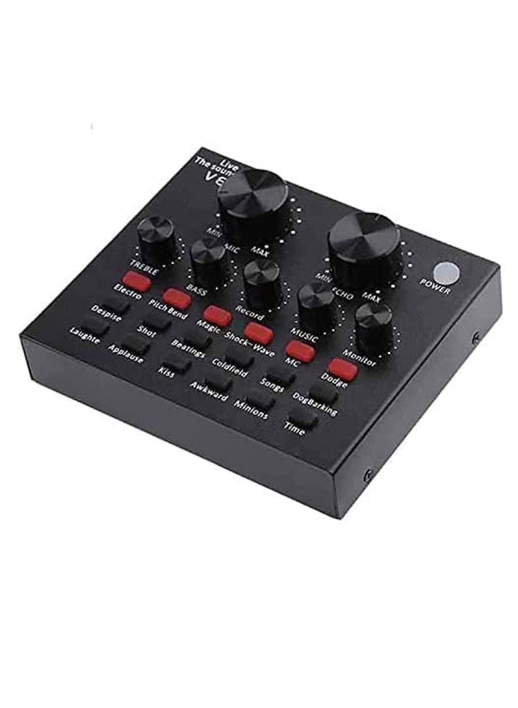 V8 Multifunctional Live Sound Card USB Audio Interface Intelligent Volume Adjustable Audio Mixer Sound Card for Recording Hosting Speech