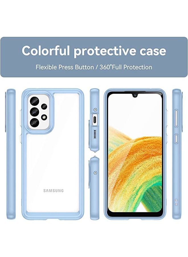 Case for Samsung Galaxy A73 Case Slim Dropproof Military Grade [Protect from Drop/Scratch/Fingerprint] Clear Acrylic Back TPU Bumper Thin Protective Cover for Samsung A73 5G-Blue