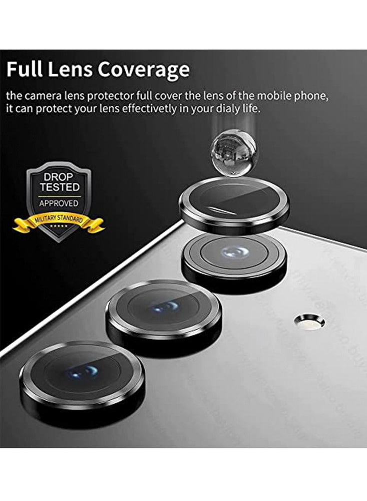 Samsung Galaxy A54 Camera Lens Protector, Individual Tempered Glass Camera Screen Protector Metal Ring Lens Cover for Galaxy A54 Accessories, 1 Set (Black)