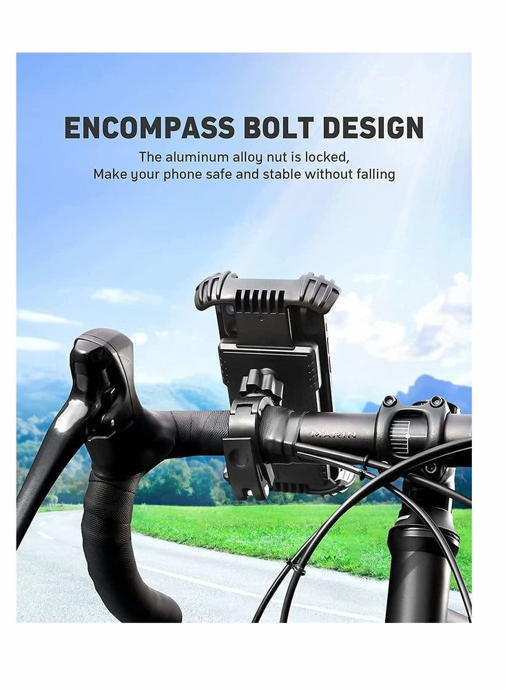 Bike Phone Holder, Motorcycle Phone Mount, Mountain Bike Accessories for Adult Bikes, Scooter Baskets Handlebar Kit Cell Phone Clip for 4.7 to 6.8 Inch Smartphone, Black