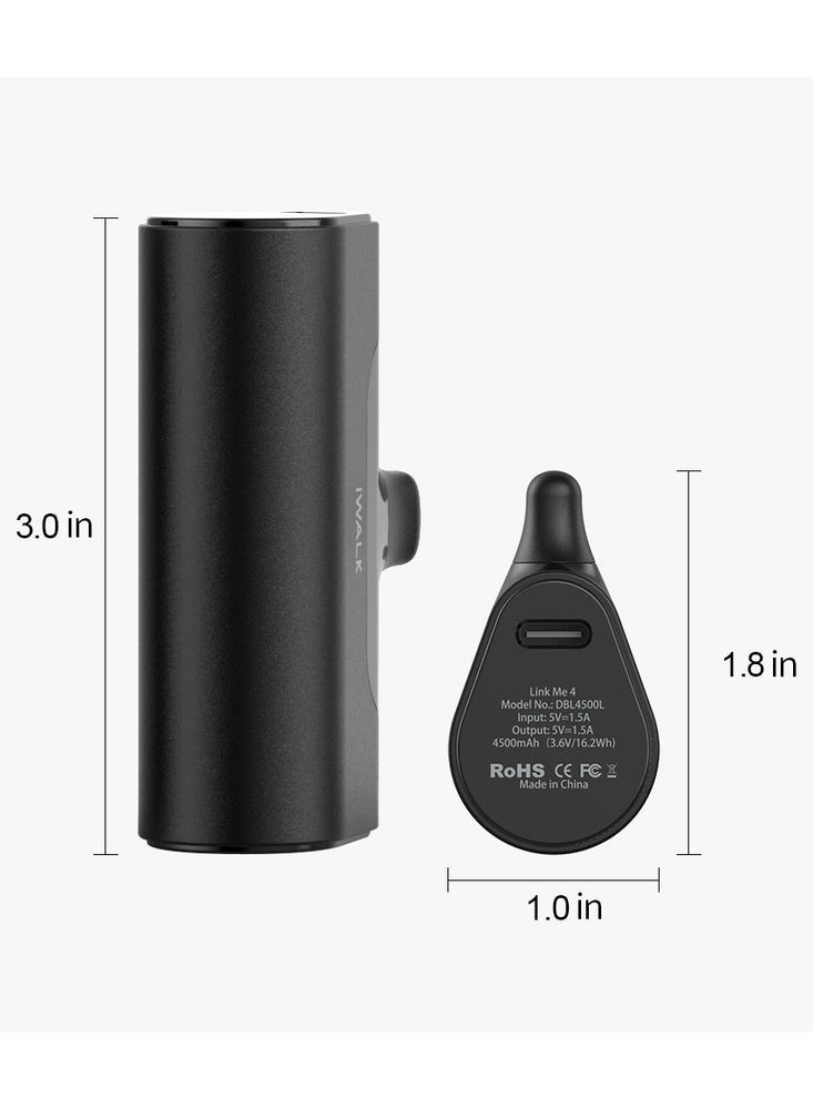 Small Portable Charger 4500mAh Ultra-Compact Power Bank Cute Battery Pack Compatible with iPhone 13/13 Pro Max/12/12 Mini/12 Pro Max/11 Pro/XS Max/XR/X/8/7/6/Plus and More (Black)