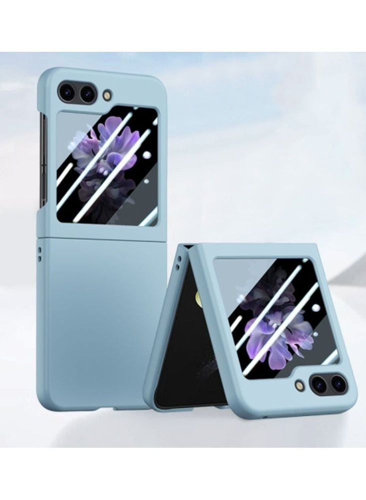 Case/Cover for Samsung Galaxy Z Flip 5 Polycarbonate with Camera & Screen Protector Ultra-Thin Military Grade Drop Protection Case-Sky Blue Colour