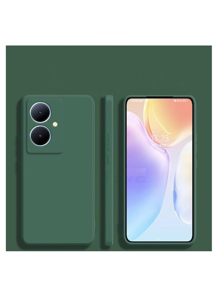 Vivo V29 Lite/Vivo Y78 / Vivo Y78+ Liquid Gel Rubber Bumper Case with Soft Microfiber Lining Cushion Slim Hard Shell Shockproof Protective Cover for Vivo V29 Lite/ Y78 / Vivo Y78 Plus (Green)