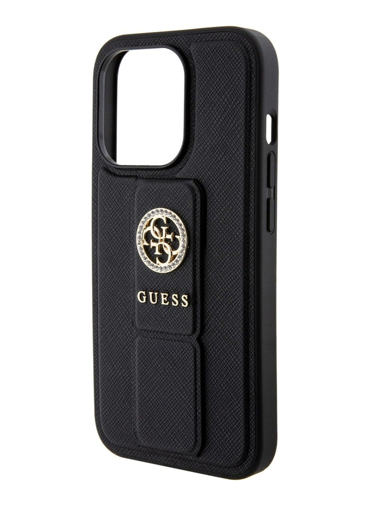 Guess Gripstand SAFFIANO Case For iPhone 15 Pro (Black)