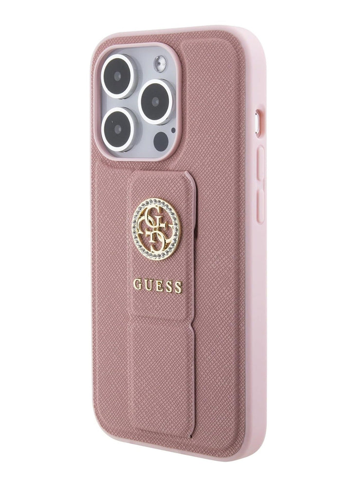 Guess Gripstand SAFFIANO Case For iPhone 15 Pro Max (Pink)