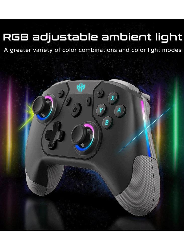 GXM Alpha E-Sport 4in1 Wireless Pro Controller, Black For Nintendo Switch/Android/IOS/PC with RGB Light Bluetooth/Wireless/USB.