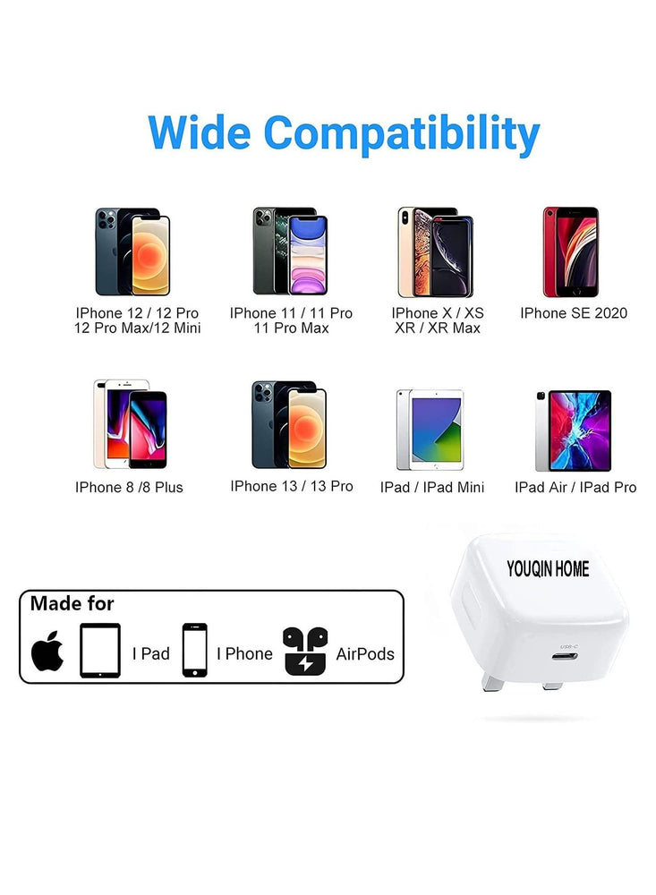 Upgraded IPhone 20W USB-C Power Adapter With Cable for iPhone All model 20W USB-C Power Adapter