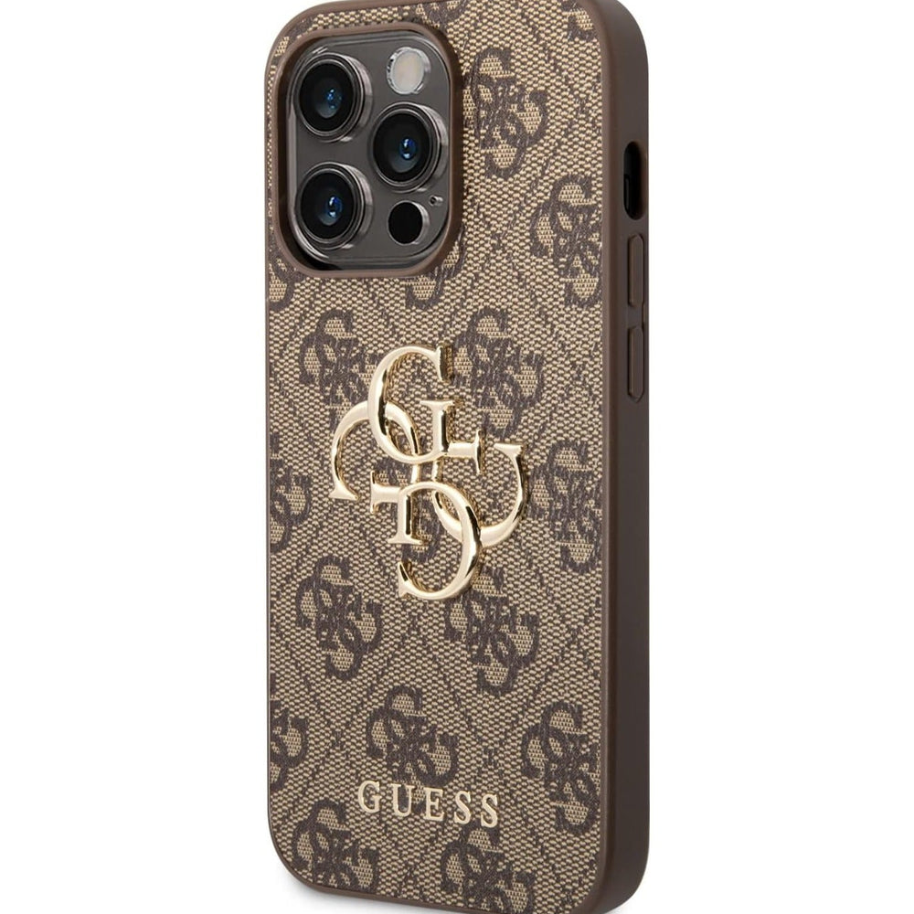 Guess PU Leather Case For iPhone 15 Pro (Brown)