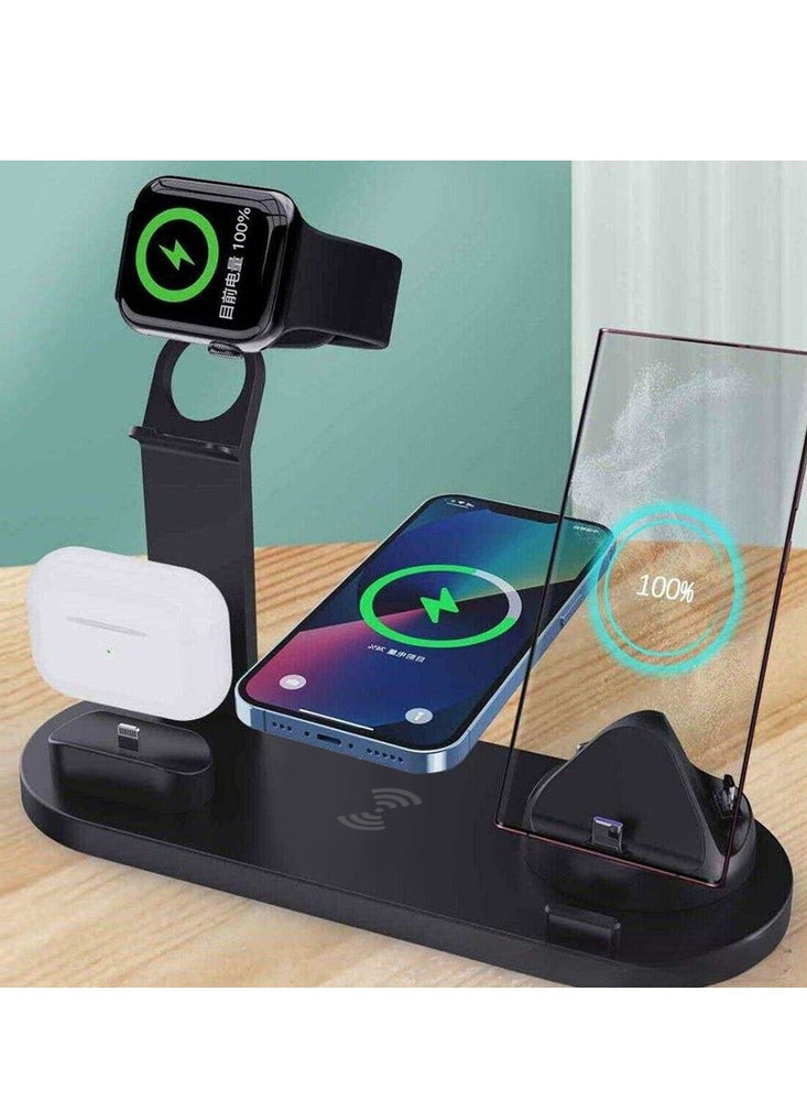 6 in 1 Wireless Charger Stand For Apple iPhone Mobiles 15W