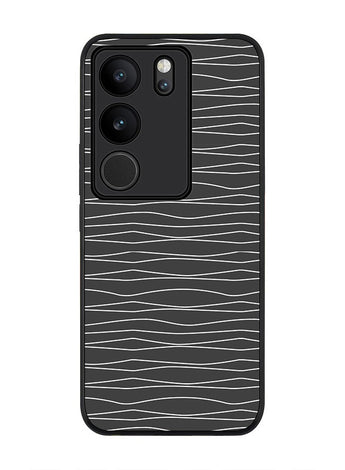 Rugged Black Edge case for Vivo V29 / Vivo V29 Pro / Vivo S17, Slim fit Soft Case Flexible Rubber Edges Anti Drop TPU Gel Thin Cover - Squiggly Lines