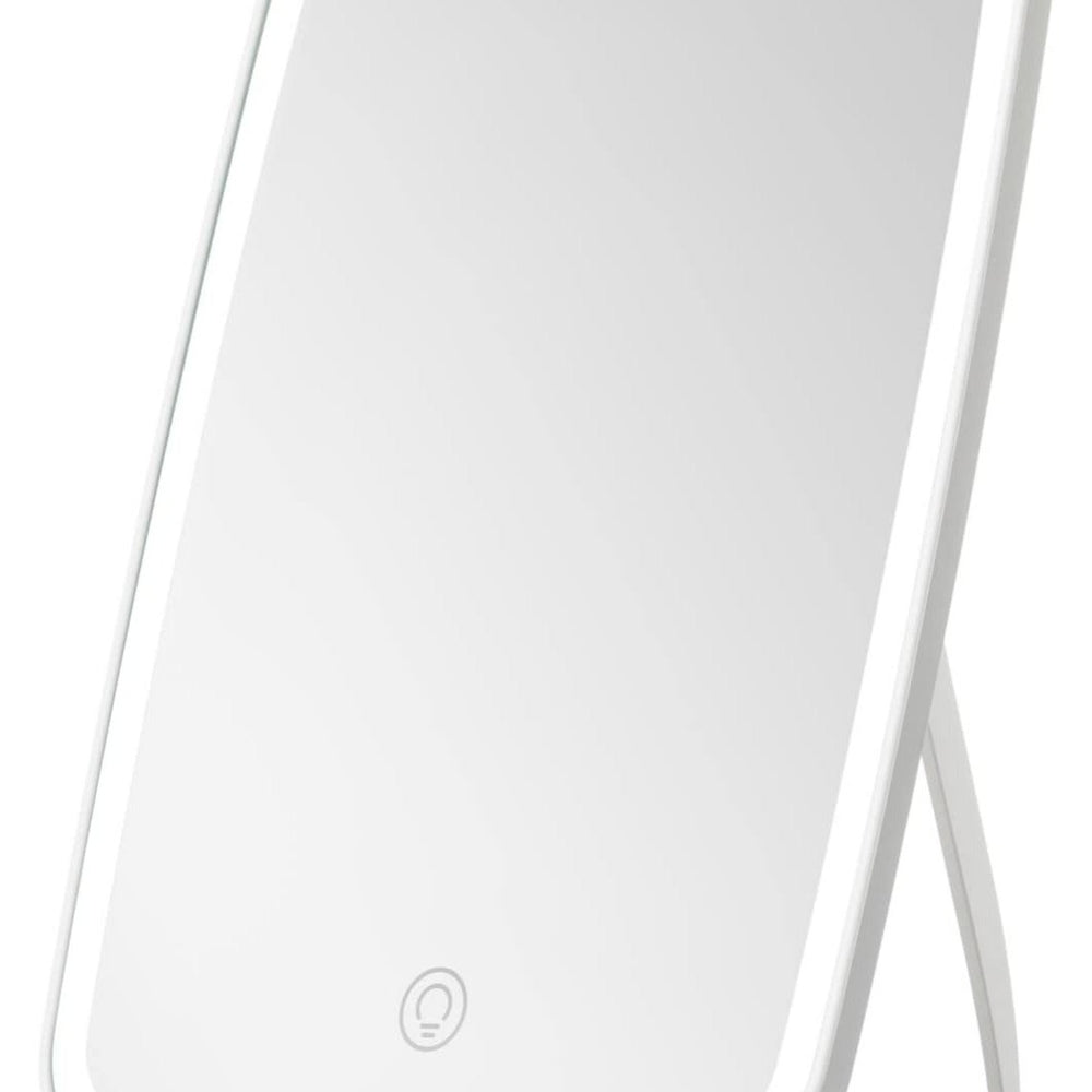 Lifenpure™ makeup mirror with light, with touch screen, USB rechargeable tabletop , led brightness adjustable, white