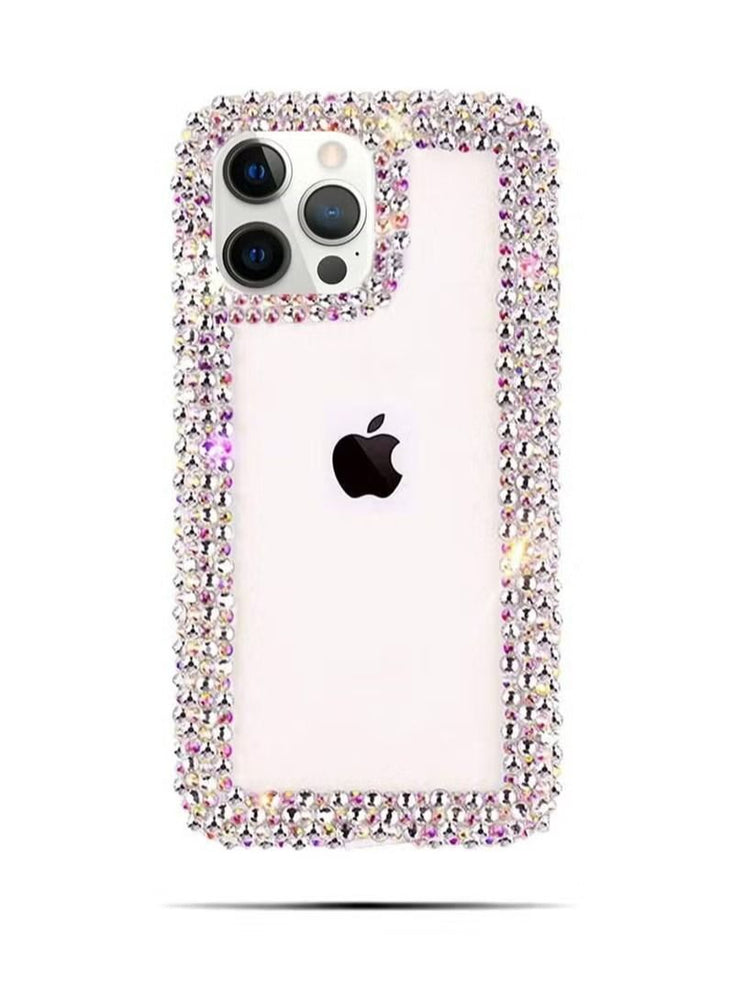 iPhone 13 Pro Max Mobile Case Cover for Women Girls 3D Glitter Sparkle Bling Protector Luxury Shiny Cute Crystal Charms Rhinestone Diamond Bumper Clear Protective Back Cover Clear