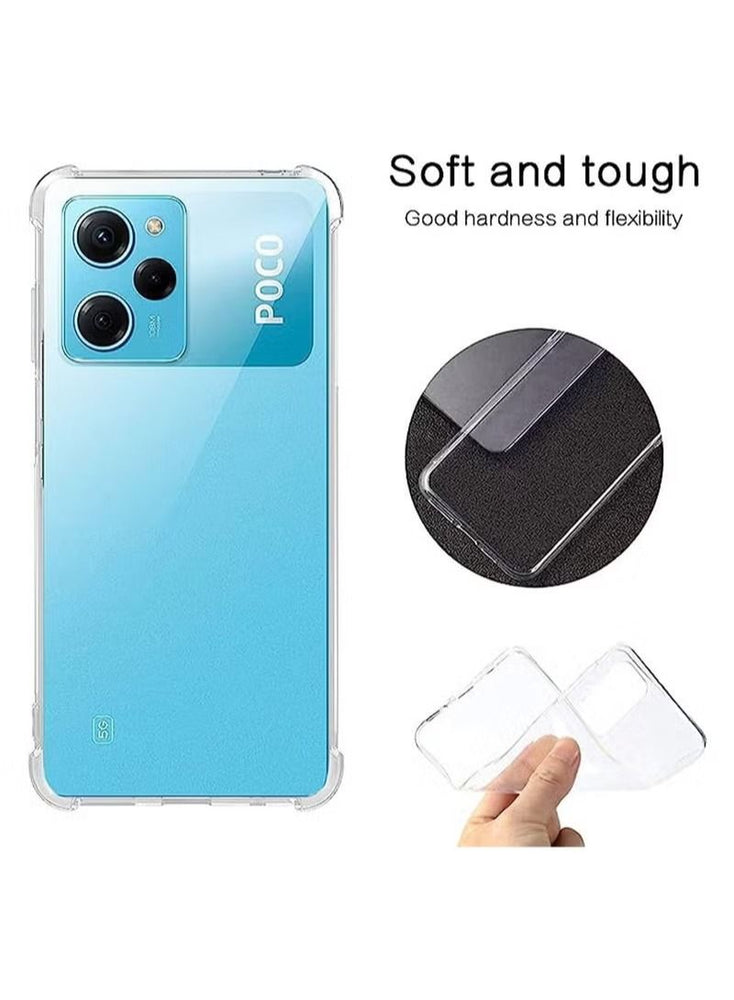 Xiaomi Poco X5 Pro Clear Case Cover Transparent Soft Flexible Silicone Back Cover with Reinforced Bumper Corner for Xiaomi Poco X5 Pro /Redmi Note 12 Pro 5G