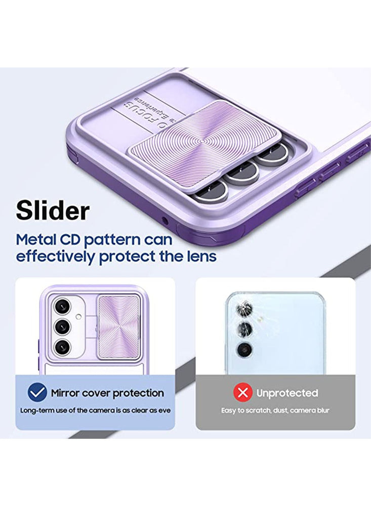 Samsung Galaxy A54 5G Case with Camera Cover,TPU Protective Hard Back&Soft Bumper, Shockproof Upgraded,Full Body Clear Phone Cover for Galaxy A54 5G (Galaxy A54, Purple)