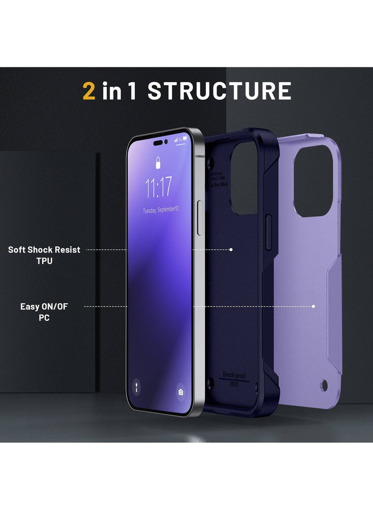 Zchiko iPhone 14 Pro Max Case 6.7 Inch Anti-Drop Shock Absorption Anti-Scratch and Hard Back Military Grade, Hybrid Case Cell Phone Case iPhone 14 Pro Max Case. Color - Purple