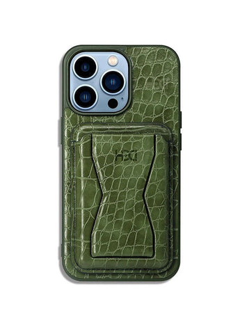 iPhone 14 Pro Max Classic Crocodile Back Case with Card Holder