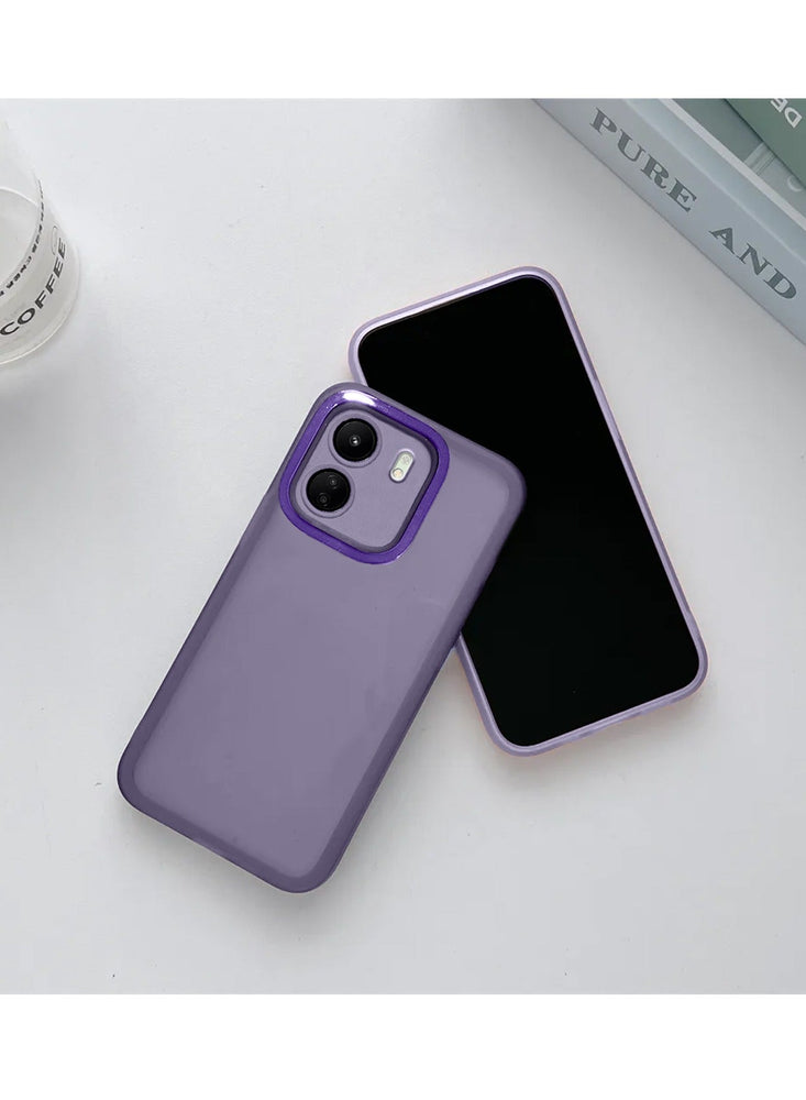 Soft Transparent TPU Silicone Ultra Thin Phone Stylish Electroplated Camera Border Case Cover For Xiaomi Redmi 13C 4G 2023 Purple