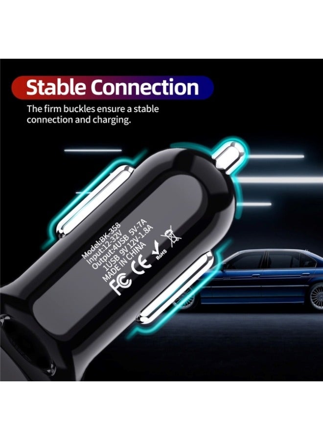 4 Port Car Charger USB Adapter 12-24V Car Charger Adapter Universal USB Car Charger Compatible with Mobile Phones Tablets Other USB Accessories Black