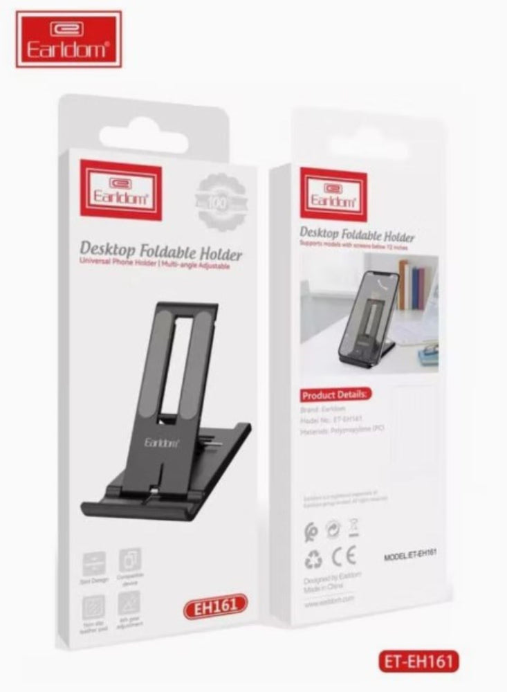 Desktop Foldable Holder For Mobiles Black