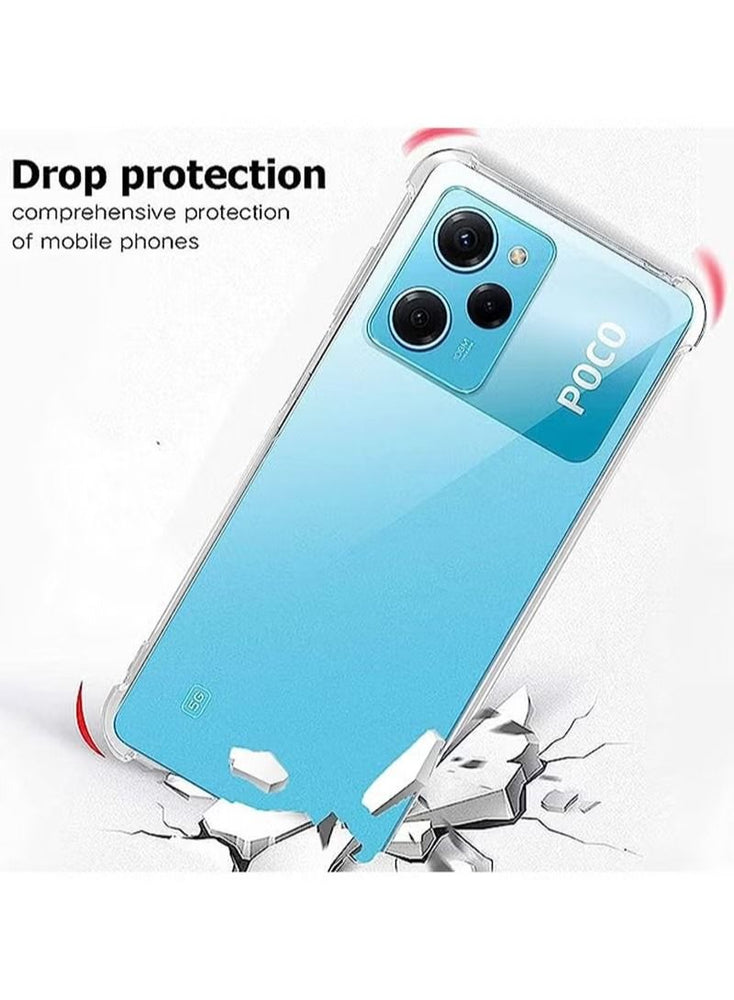 Xiaomi Poco X5 Pro Clear Case Cover Transparent Soft Flexible Silicone Back Cover with Reinforced Bumper Corner for Xiaomi Poco X5 Pro /Redmi Note 12 Pro 5G