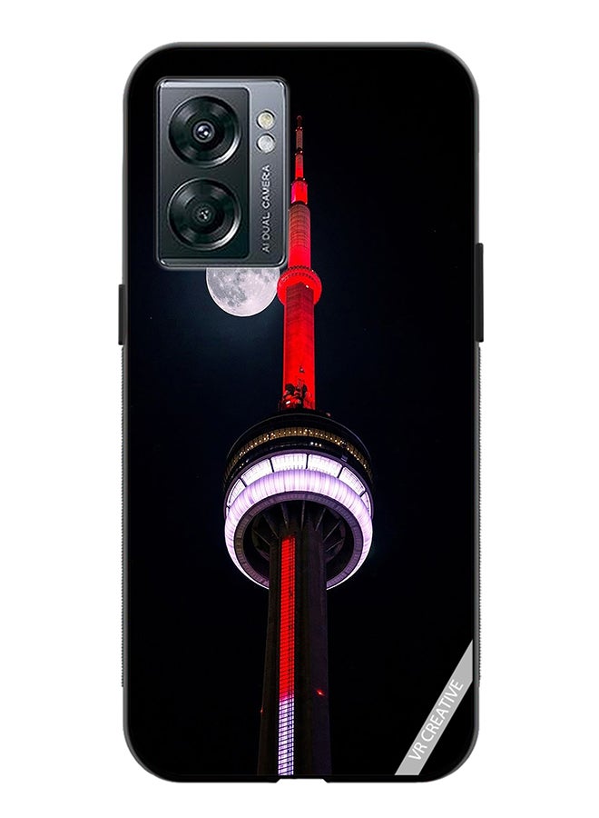 Protective Case Cover For Oppo A57 5G Cn Tower Light up Red Design Multicolour