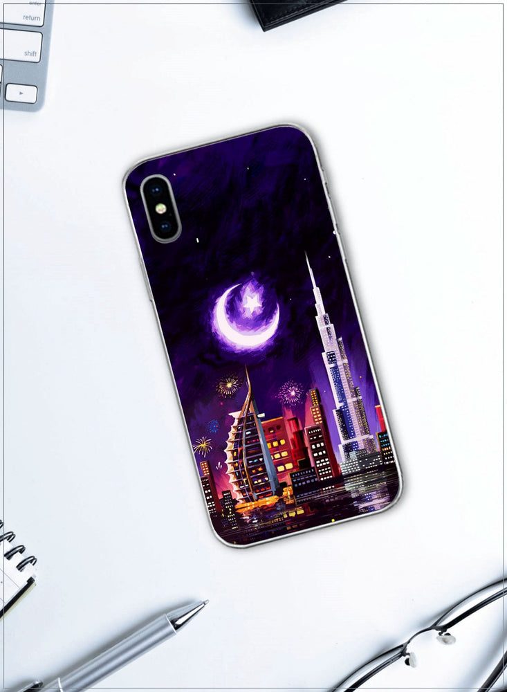 for iPhone X/XS Case, Shockproof Protective Phone Case Cover for iPhone X/XS, with Dubai in the moonlight Pattern