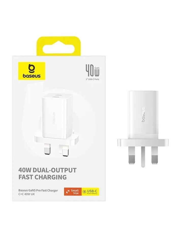 PD 40W USB C Charger GaN5 Pro iPhone 15 Charger 20W 2-Port iPad Fast Charger Type C Wall Plug Dual USB-C MacBook Air  Charger PD Fast Charging Adapter USB C Plug Samsung Phone Charger White