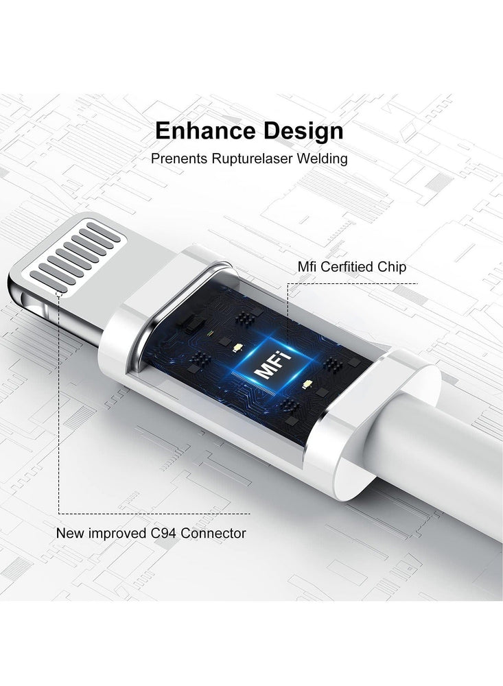 Apple MFi Certified Iphone Fast Charging Cable USB A to Lightning (Pack of 3)