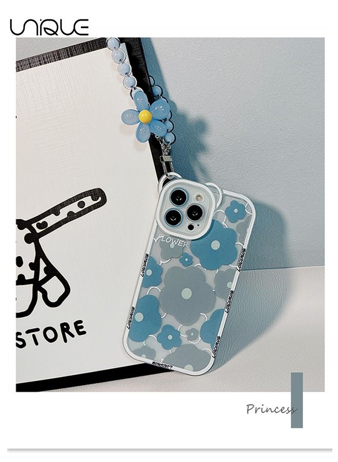 Compatible with iPhone 14 Pro Max Case, Cute Sun Flowers Camera Protector Clear Case with Lovely Flower Strap Bracelet Chain Girls Women Case for iPhone 14 Pro Max